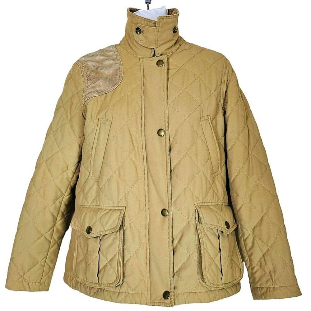 Lauren Ralph Lauren Womens Tan Quilted Corduroy Full Zip Jacket Size PS